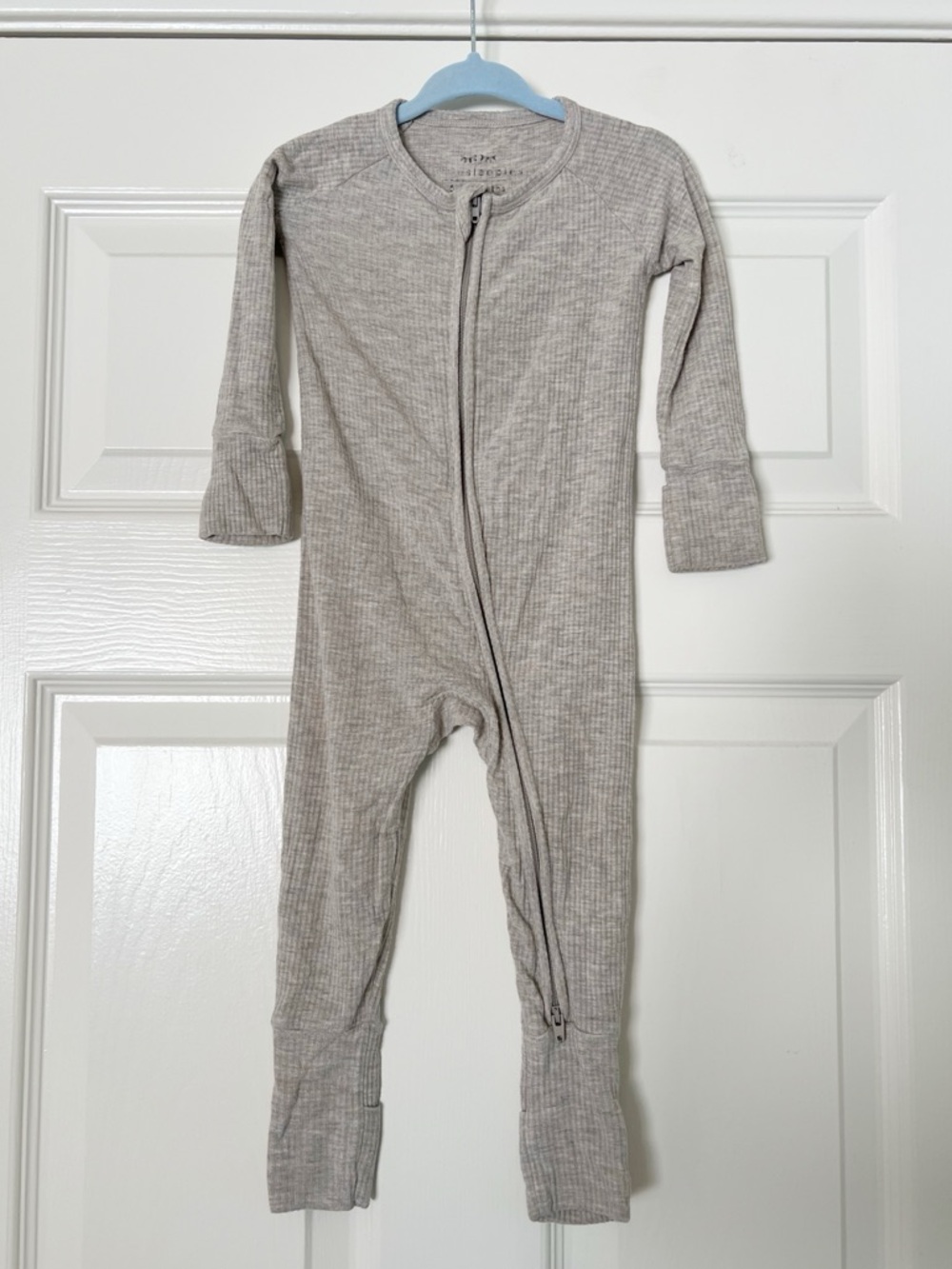 Little Sleepies Gray Ribbed Zippy 6-12 Months